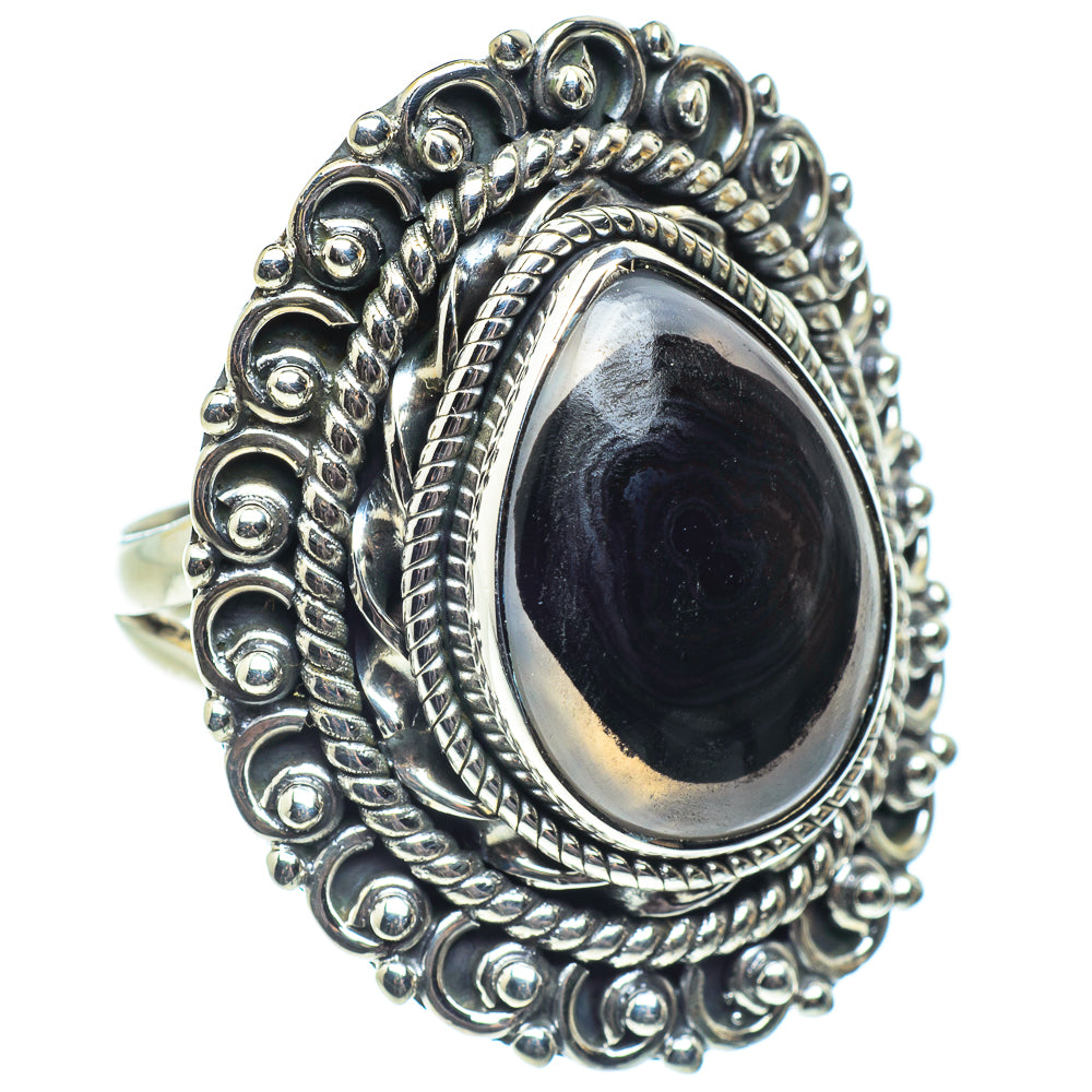 Black Botswana Agate Rings handcrafted by Ana Silver Co - RING58646