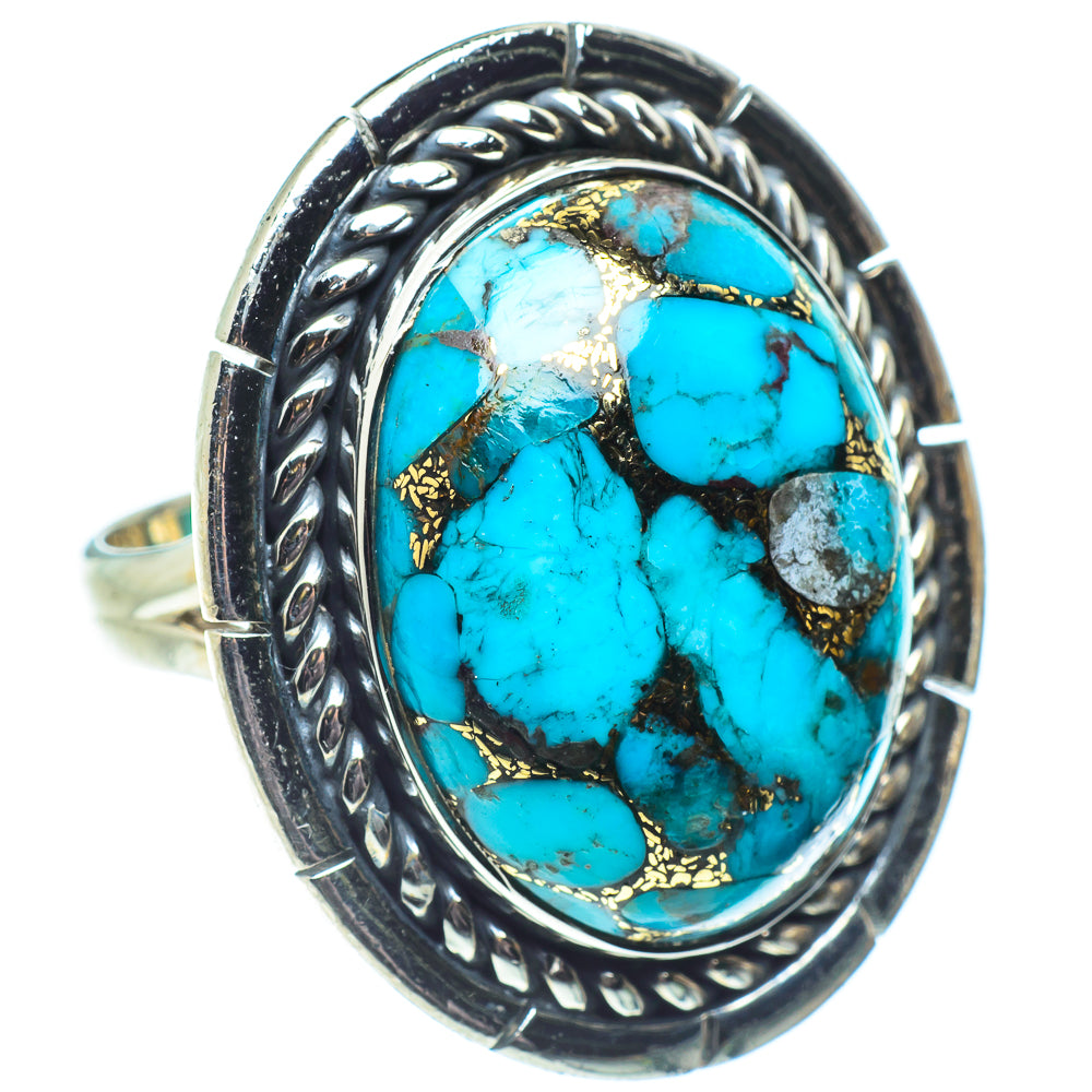 Blue Copper Composite Turquoise Rings handcrafted by Ana Silver Co - RING58650