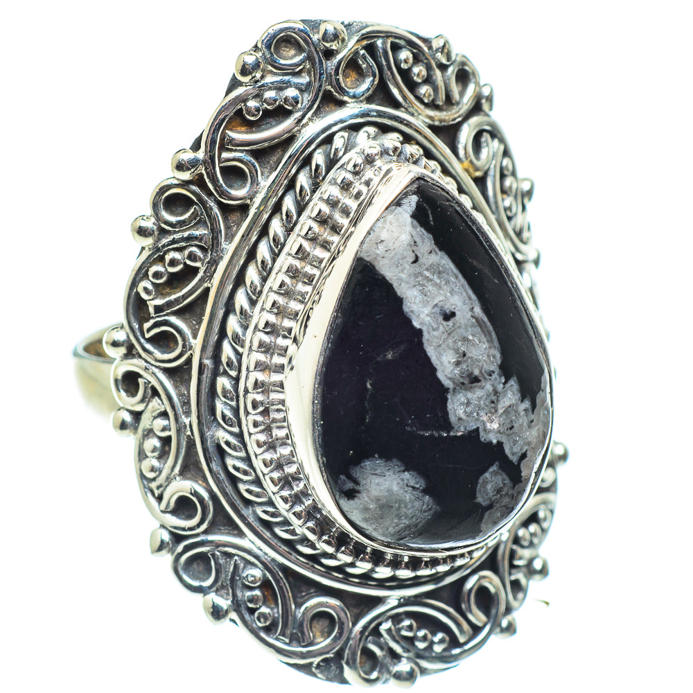 Snowflake Obsidian Rings handcrafted by Ana Silver Co - RING58689