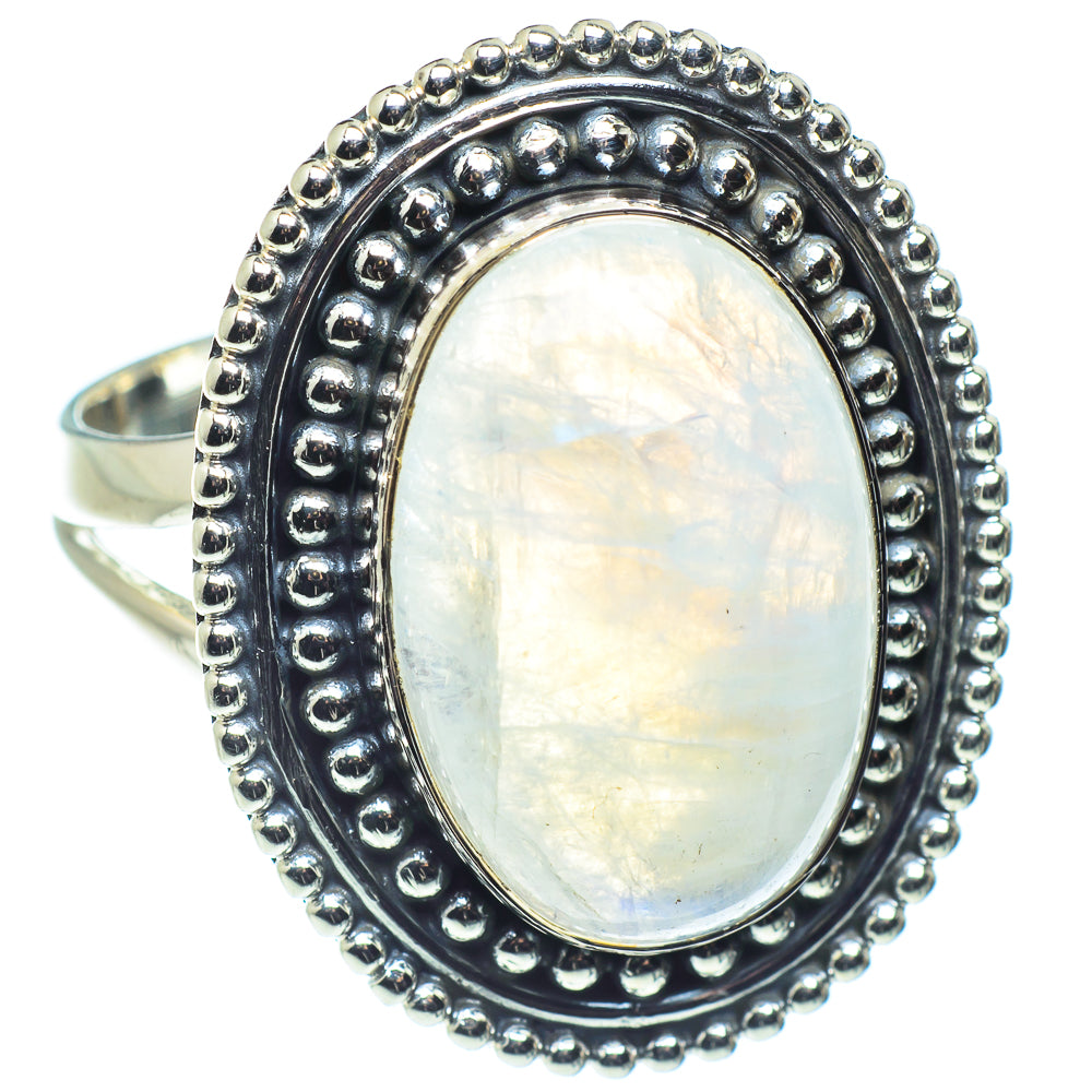 Rainbow Moonstone Rings handcrafted by Ana Silver Co - RING58726