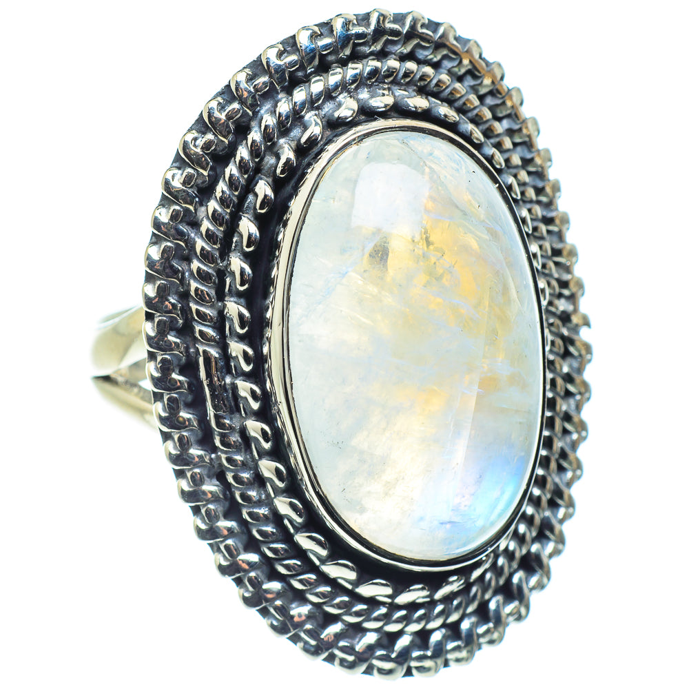 Rainbow Moonstone Rings handcrafted by Ana Silver Co - RING58727