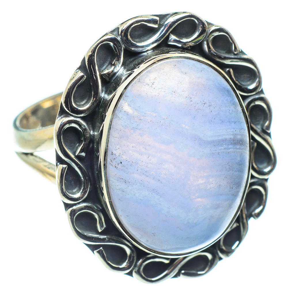 Blue Lace Agate Rings handcrafted by Ana Silver Co - RING58778