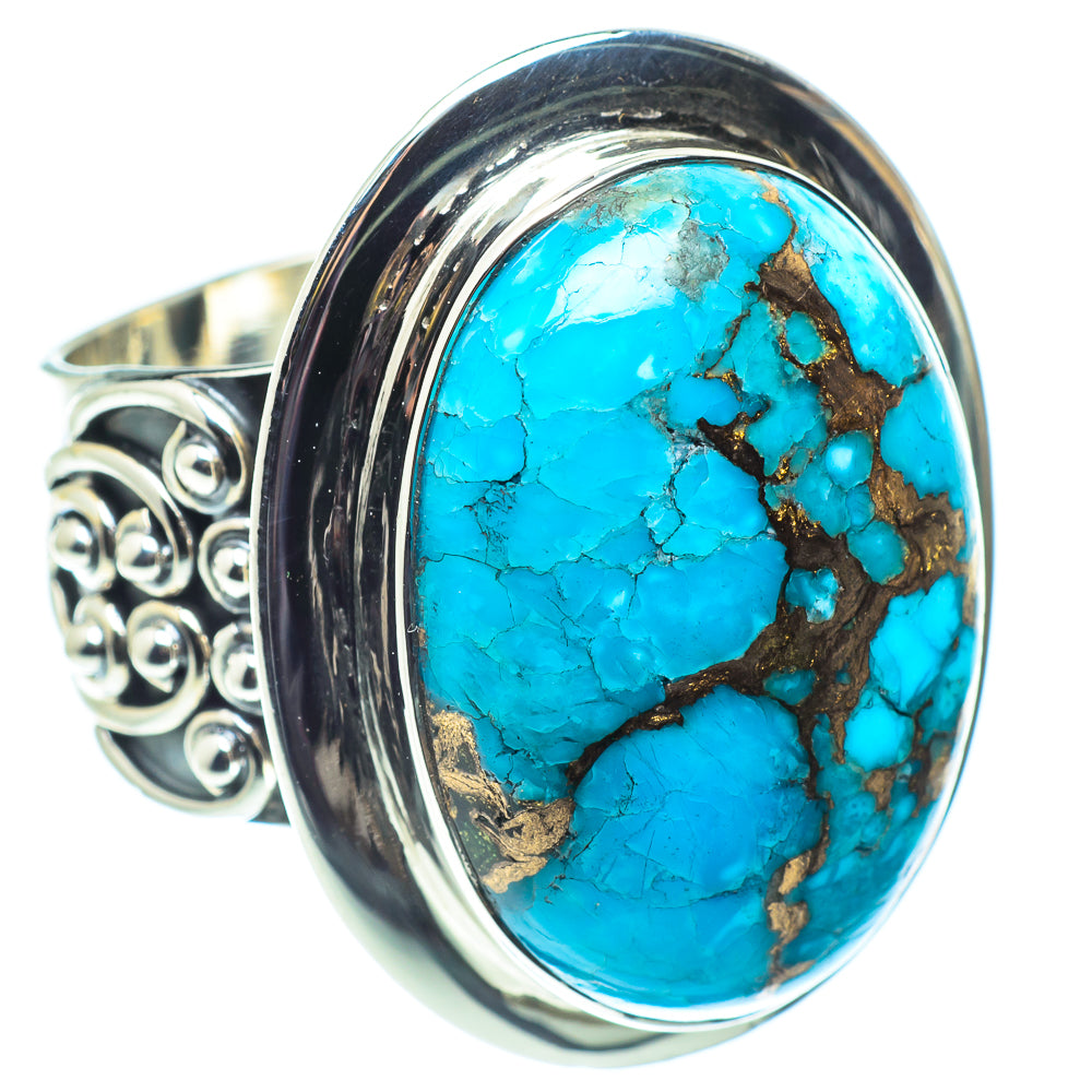 Blue Copper Composite Turquoise Rings handcrafted by Ana Silver Co - RING58788