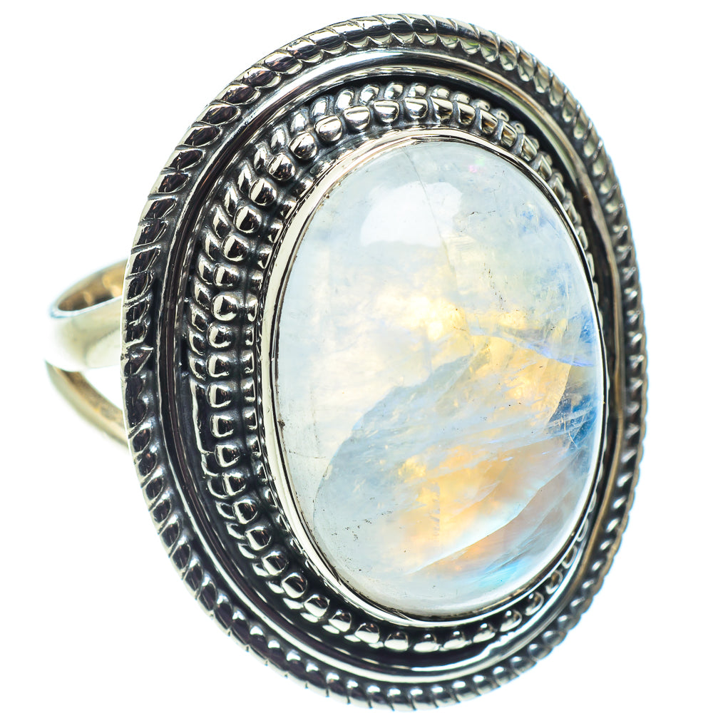 Rainbow Moonstone Rings handcrafted by Ana Silver Co - RING58804