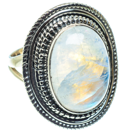 Rainbow Moonstone Rings handcrafted by Ana Silver Co - RING58804