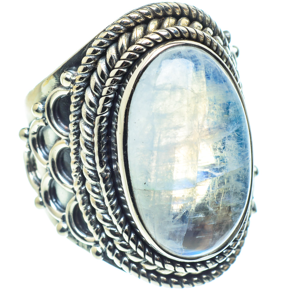 Rainbow Moonstone Rings handcrafted by Ana Silver Co - RING58831