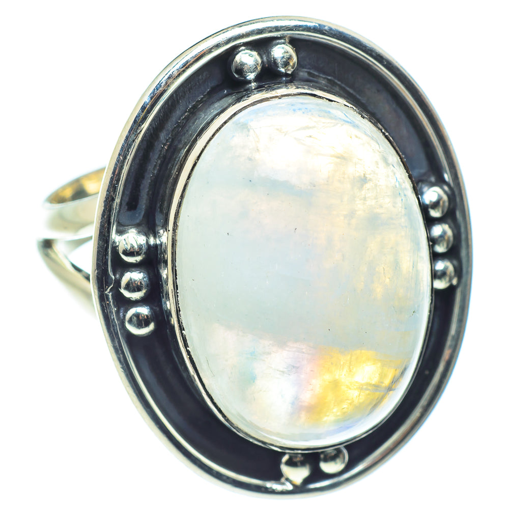 Rainbow Moonstone Rings handcrafted by Ana Silver Co - RING58898