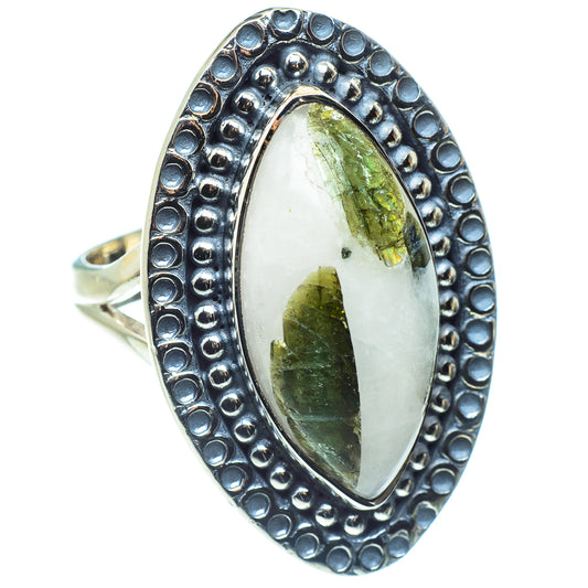 Green Tourmaline In Quartz Rings handcrafted by Ana Silver Co - RING58905