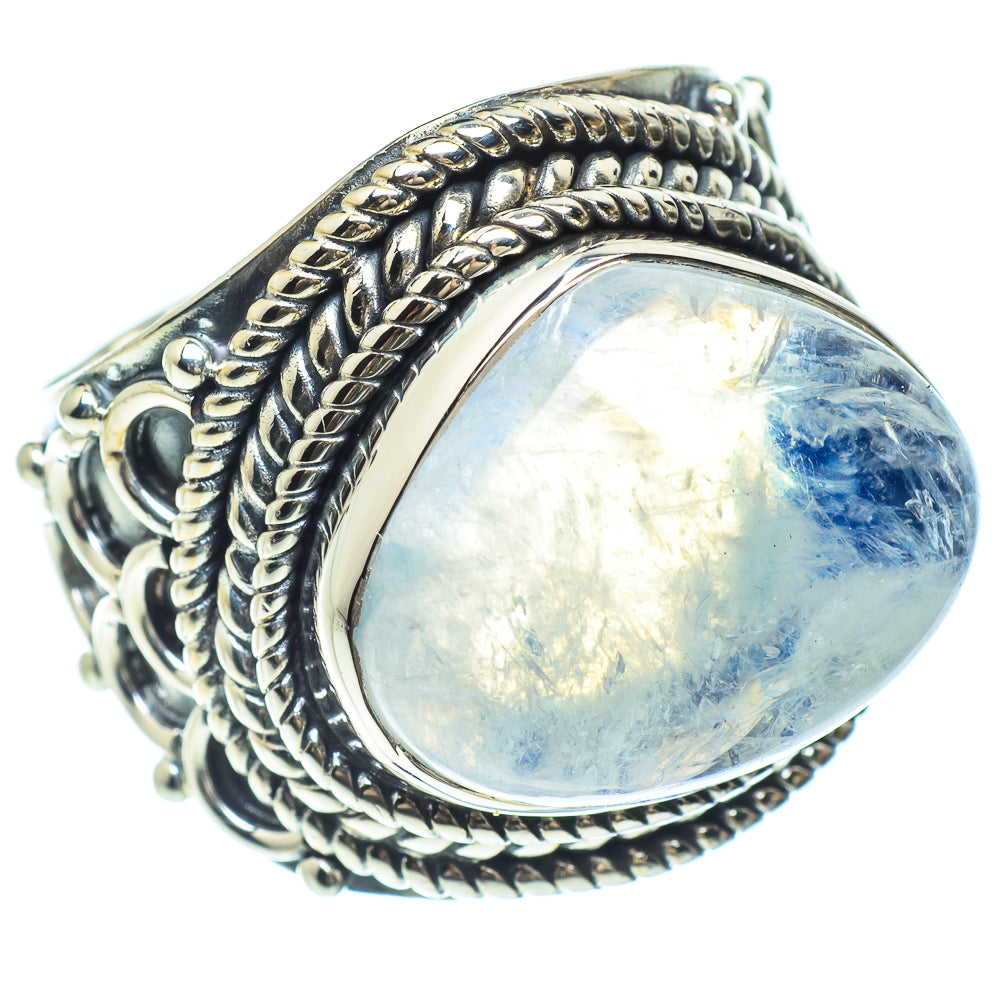 Rainbow Moonstone Rings handcrafted by Ana Silver Co - RING58913