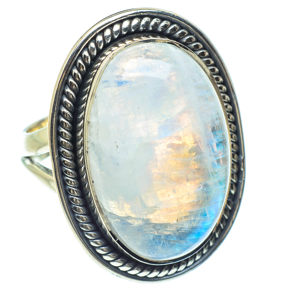 Rainbow Moonstone Rings handcrafted by Ana Silver Co - RING58916