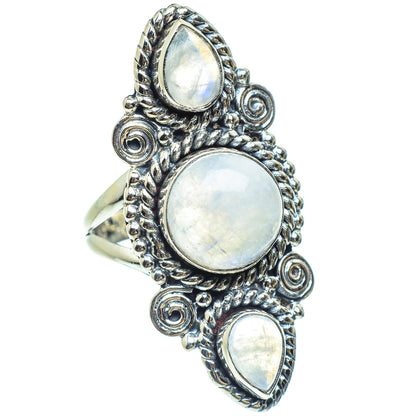 Rainbow Moonstone Rings handcrafted by Ana Silver Co - RING58933