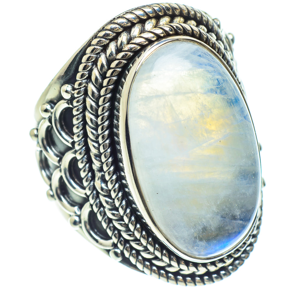 Rainbow Moonstone Rings handcrafted by Ana Silver Co - RING58941