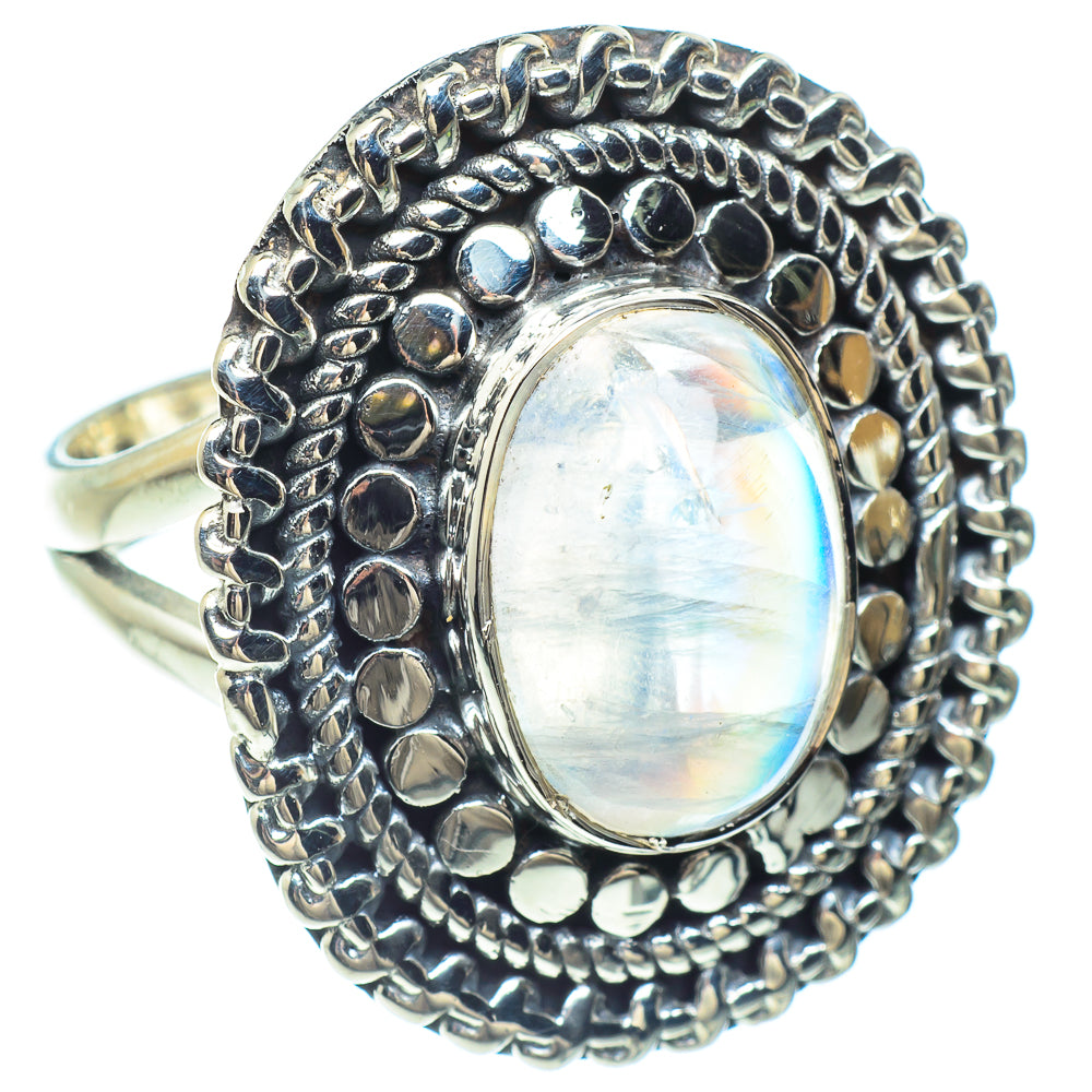 Rainbow Moonstone Rings handcrafted by Ana Silver Co - RING58974