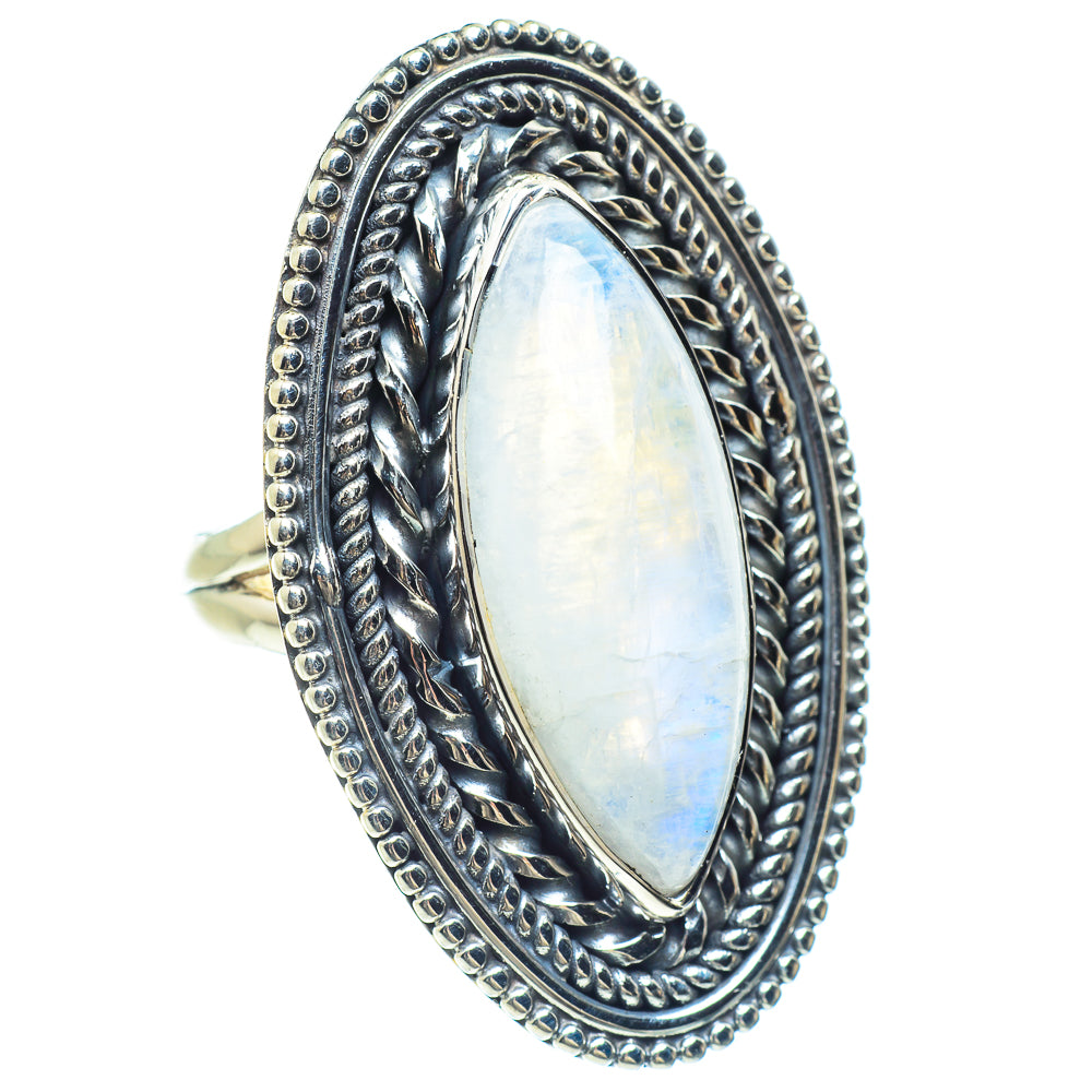 Rainbow Moonstone Rings handcrafted by Ana Silver Co - RING59003
