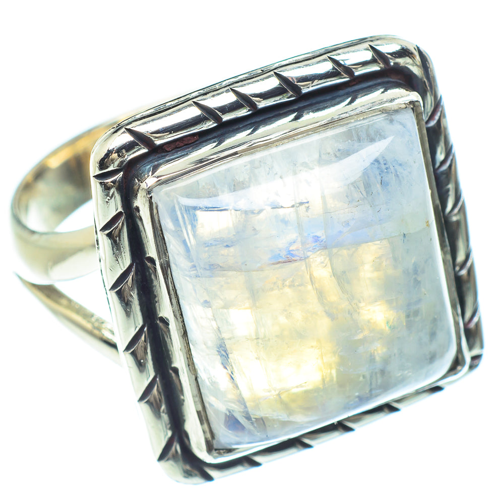 Rainbow Moonstone Rings handcrafted by Ana Silver Co - RING59009