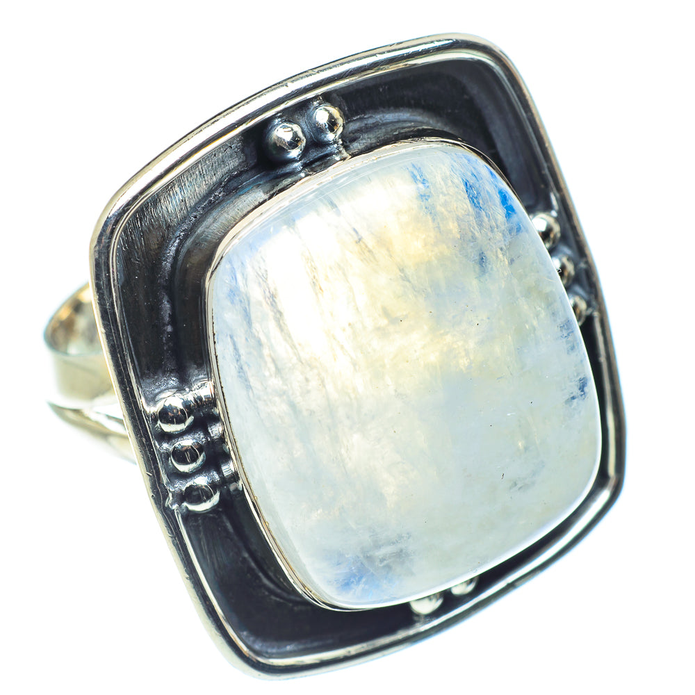Rainbow Moonstone Rings handcrafted by Ana Silver Co - RING59013