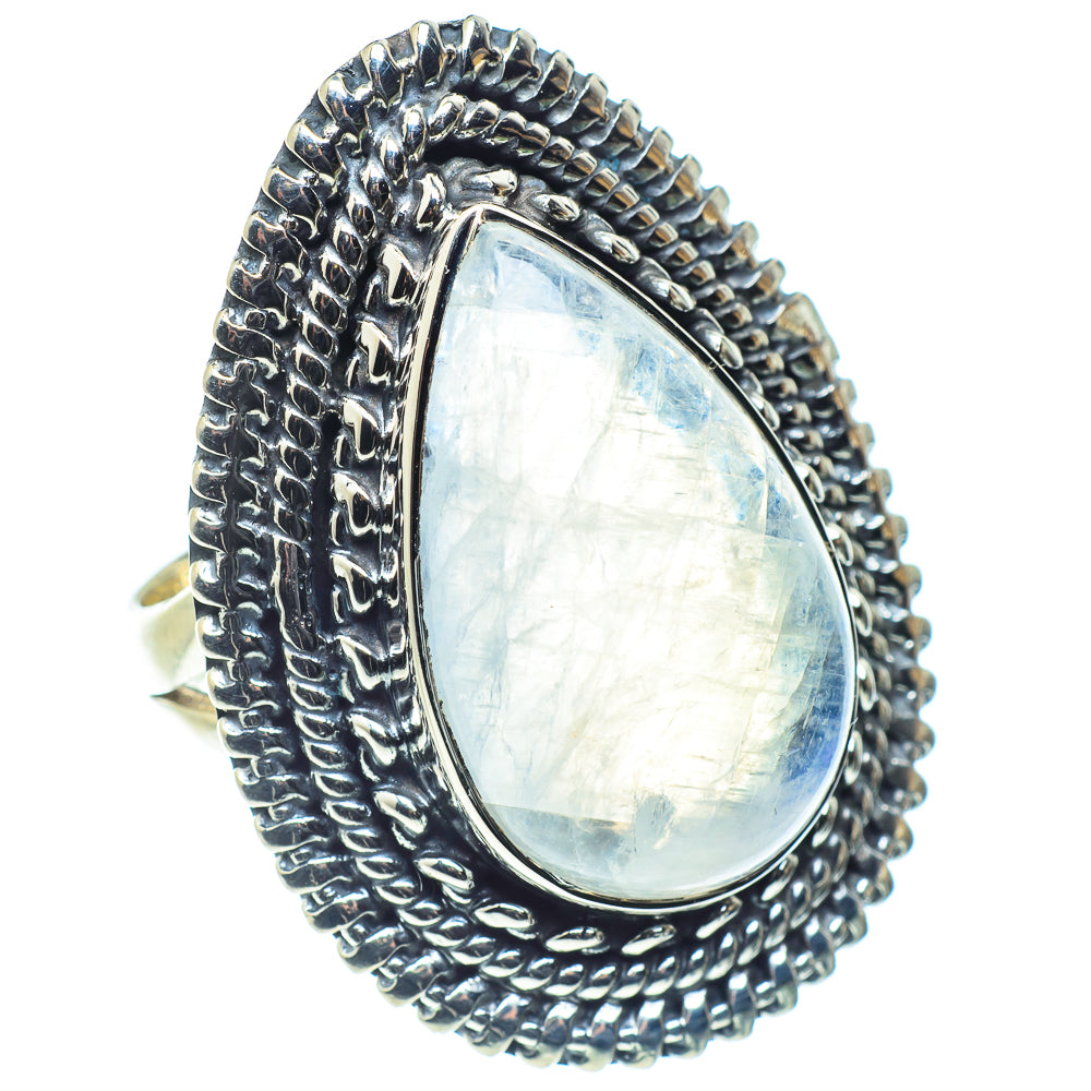 Rainbow Moonstone Rings handcrafted by Ana Silver Co - RING59014
