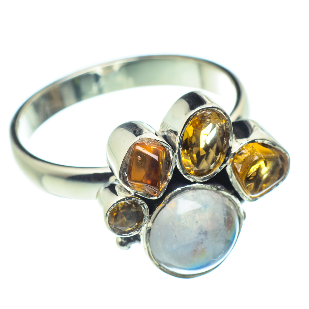 Rainbow Moonstone Rings handcrafted by Ana Silver Co - RING59028