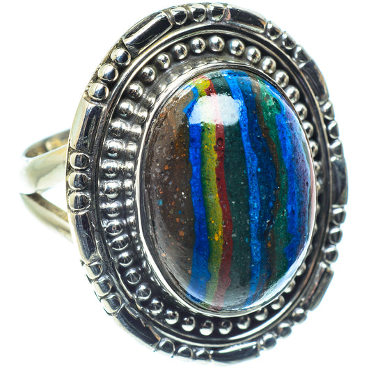 Rainbow Calsilica Rings handcrafted by Ana Silver Co - RING59070
