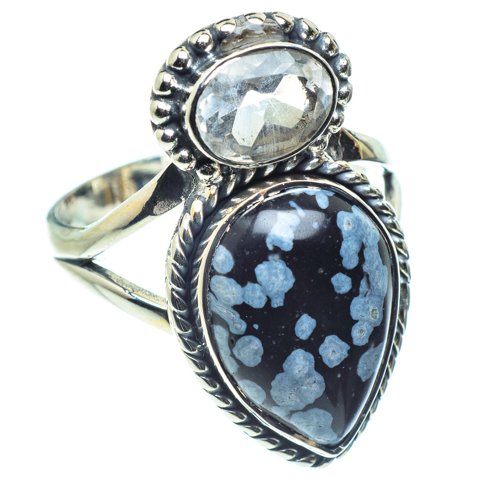 Snowflake Obsidian Rings handcrafted by Ana Silver Co - RING59076
