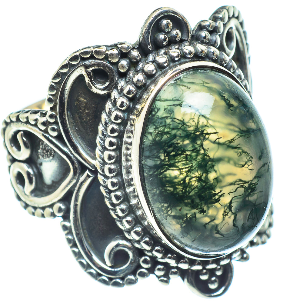 Green Moss Agate Rings handcrafted by Ana Silver Co - RING59091