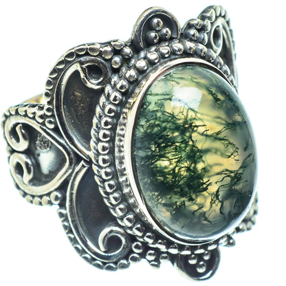 Green Moss Agate Rings handcrafted by Ana Silver Co - RING59091
