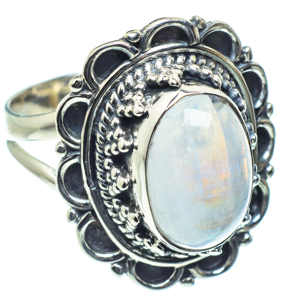 Rainbow Moonstone Rings handcrafted by Ana Silver Co - RING59122