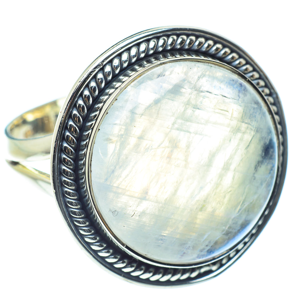 Rainbow Moonstone Rings handcrafted by Ana Silver Co - RING59149