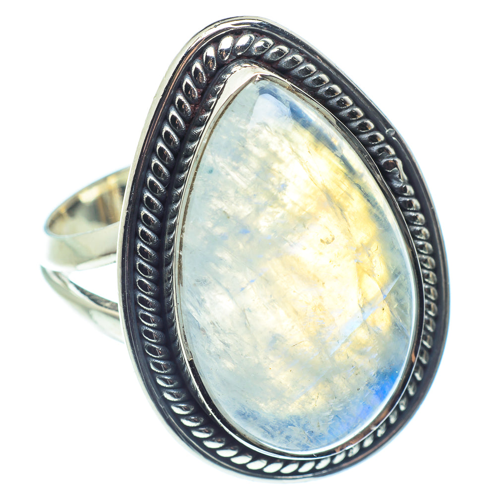 Rainbow Moonstone Rings handcrafted by Ana Silver Co - RING59169