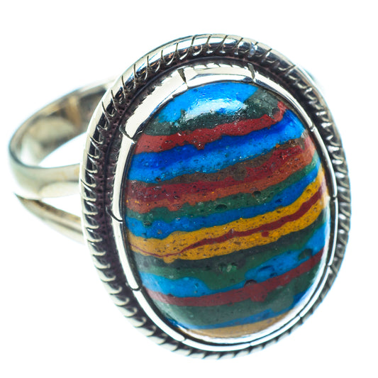 Rainbow Calsilica Rings handcrafted by Ana Silver Co - RING59171