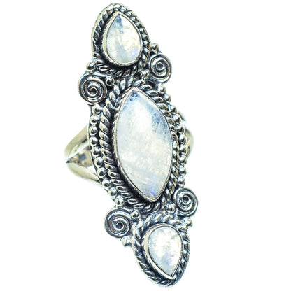 Rainbow Moonstone Rings handcrafted by Ana Silver Co - RING59213