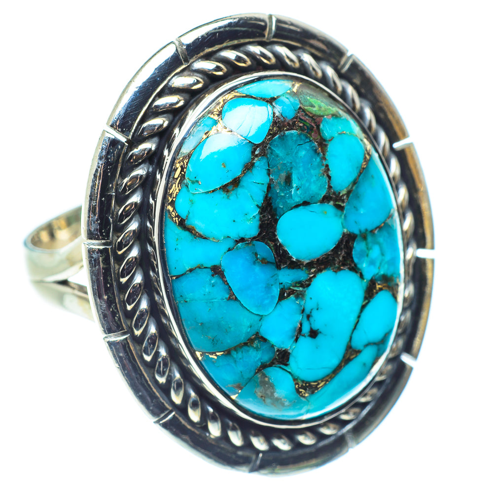 Blue Copper Composite Turquoise Rings handcrafted by Ana Silver Co - RING59218