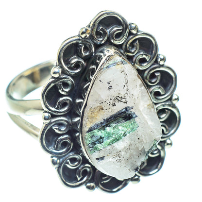 Green Tourmaline In Quartz Rings handcrafted by Ana Silver Co - RING59241