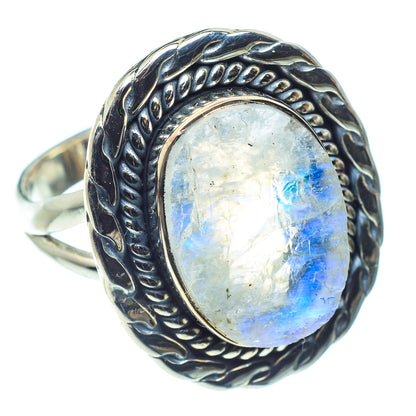 Rainbow Moonstone Rings handcrafted by Ana Silver Co - RING59270