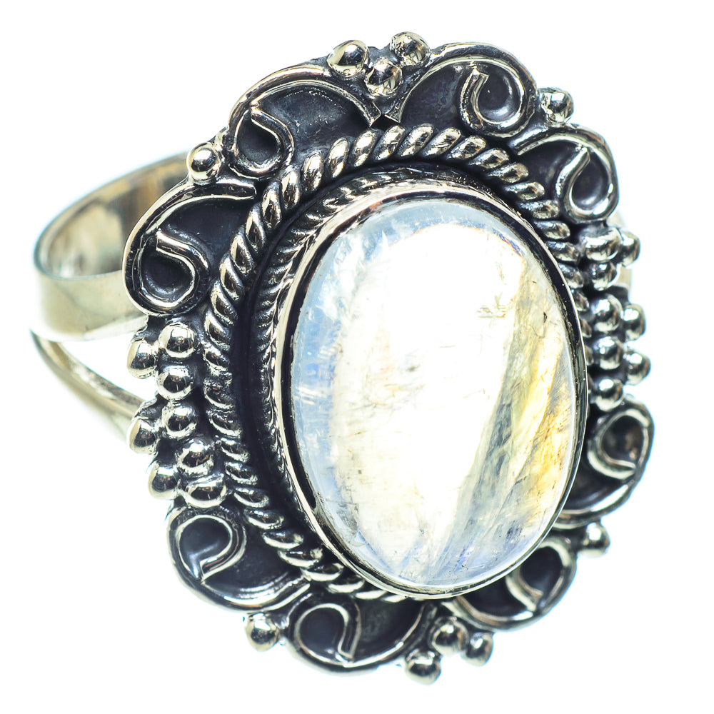 Rainbow Moonstone Rings handcrafted by Ana Silver Co - RING59281