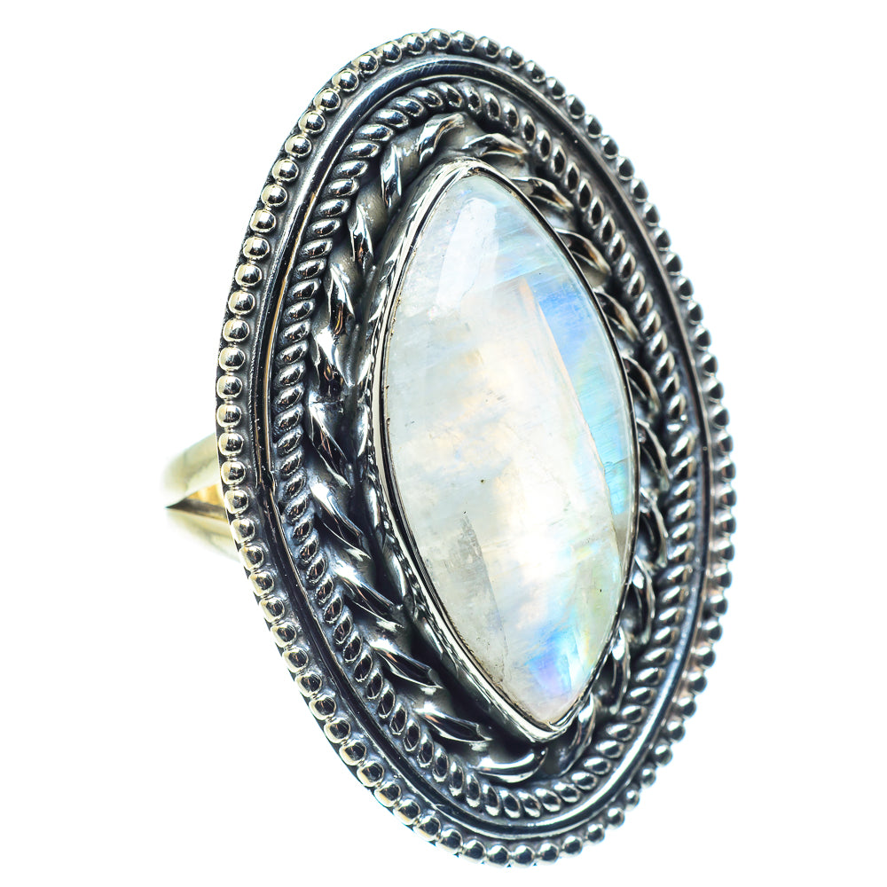 Rainbow Moonstone Rings handcrafted by Ana Silver Co - RING59301