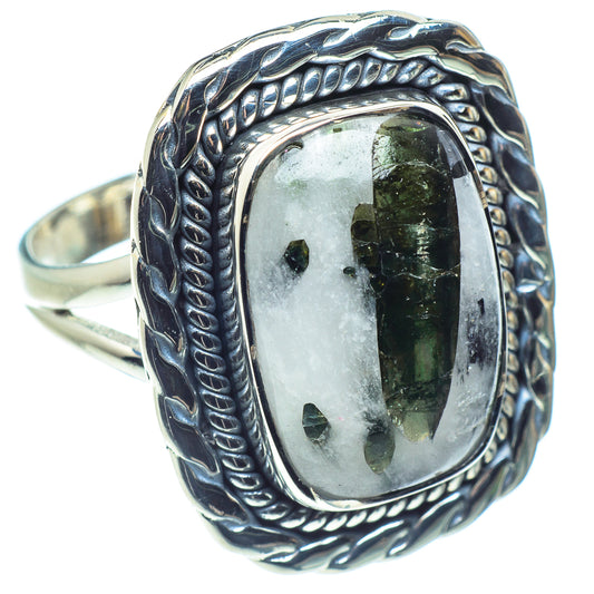 Green Tourmaline In Quartz Rings handcrafted by Ana Silver Co - RING59305