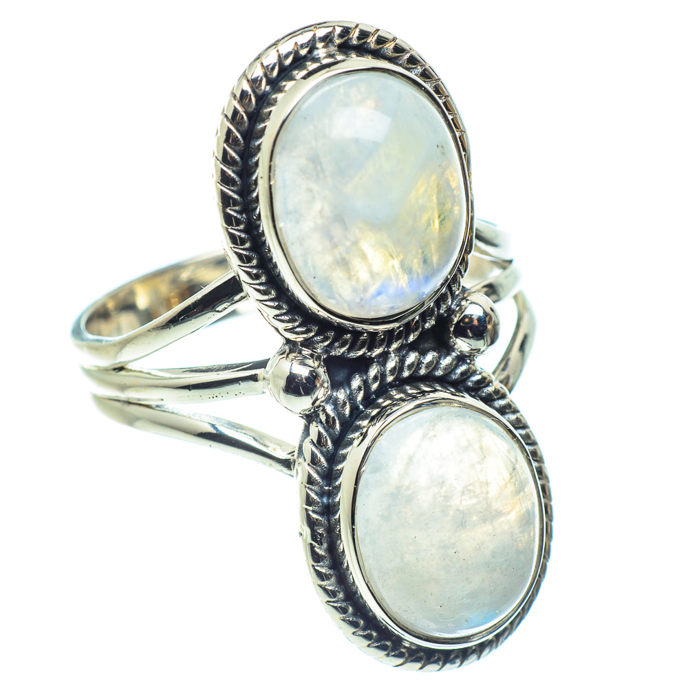 Rainbow Moonstone Rings handcrafted by Ana Silver Co - RING59315