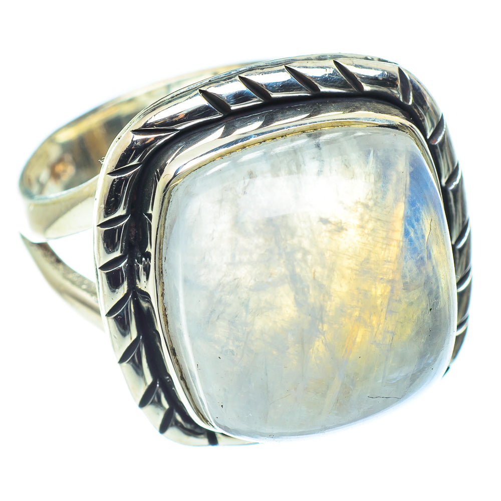 Rainbow Moonstone Rings handcrafted by Ana Silver Co - RING59321