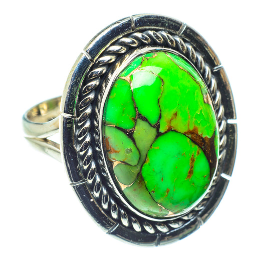 Green Copper Composite Turquoise Rings handcrafted by Ana Silver Co - RING59344