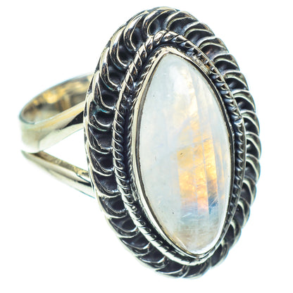 Rainbow Moonstone Rings handcrafted by Ana Silver Co - RING59369