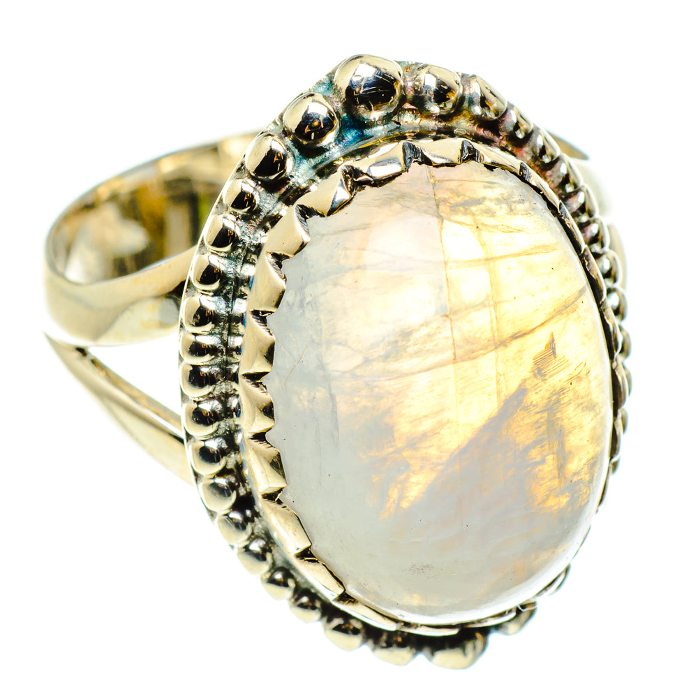 Rainbow Moonstone Rings handcrafted by Ana Silver Co - RING59448