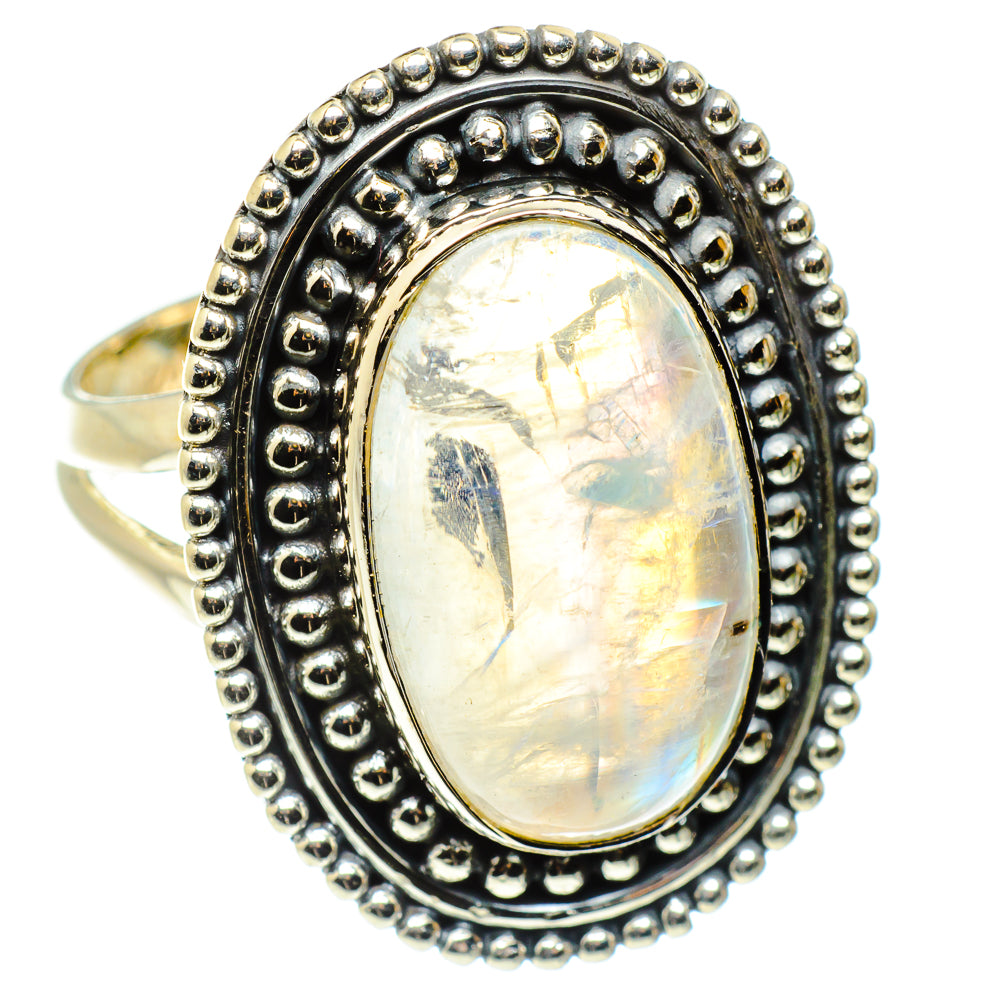 Rainbow Moonstone Rings handcrafted by Ana Silver Co - RING59453