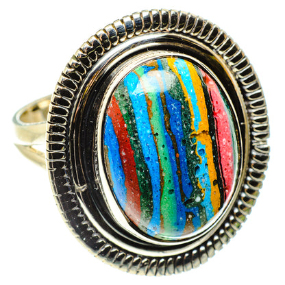 Rainbow Calsilica Rings handcrafted by Ana Silver Co - RING59475