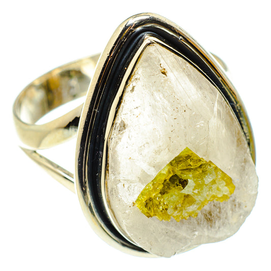 Green Tourmaline In Quartz Rings handcrafted by Ana Silver Co - RING59488