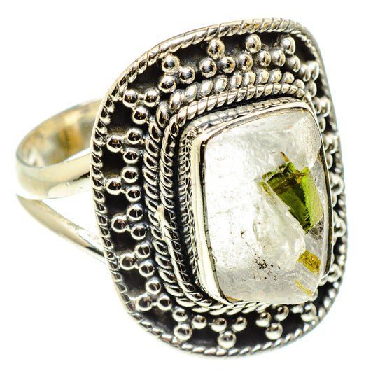Green Tourmaline In Quartz Rings handcrafted by Ana Silver Co - RING59495