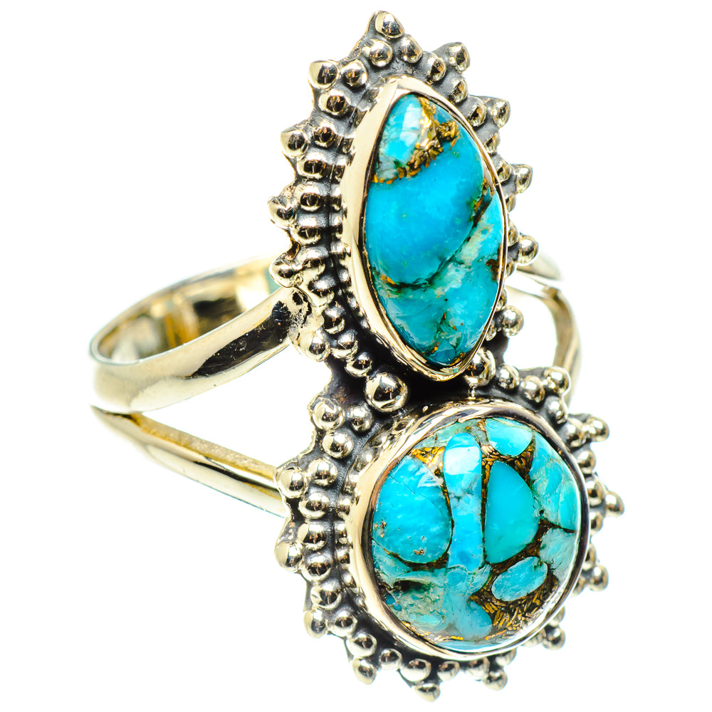 Blue Copper Composite Turquoise Rings handcrafted by Ana Silver Co - RING59500