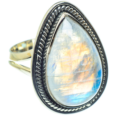 Rainbow Moonstone Rings handcrafted by Ana Silver Co - RING59514