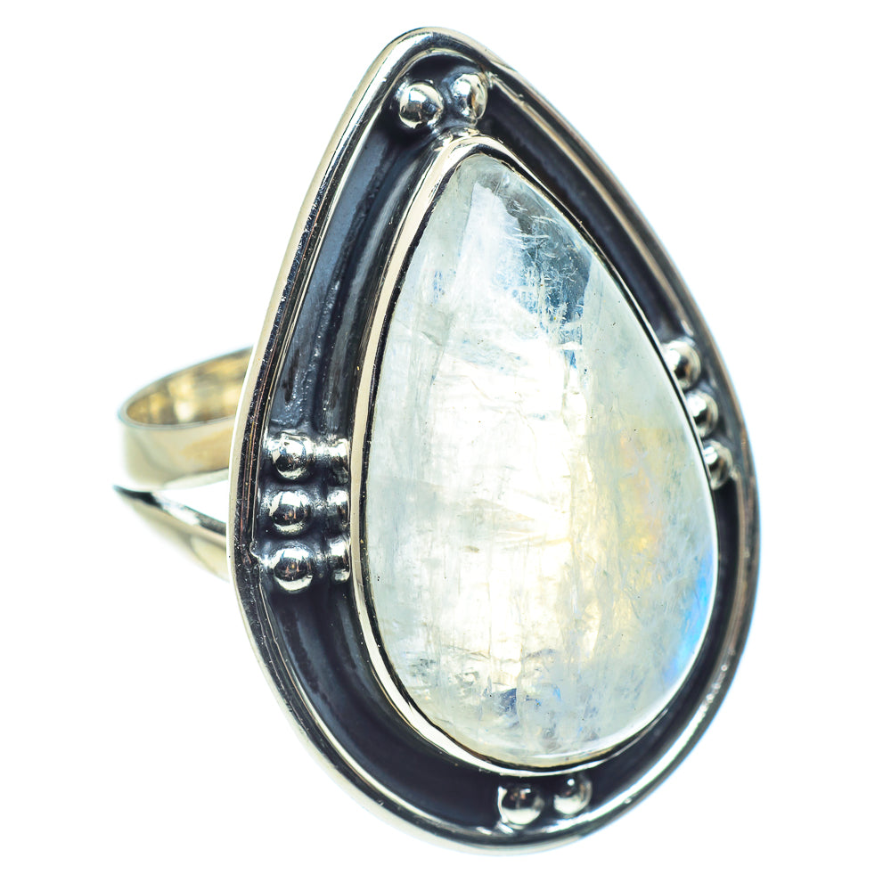 Rainbow Moonstone Rings handcrafted by Ana Silver Co - RING59518