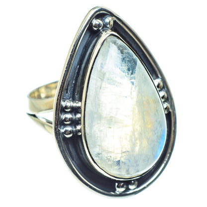 Rainbow Moonstone Rings handcrafted by Ana Silver Co - RING59518